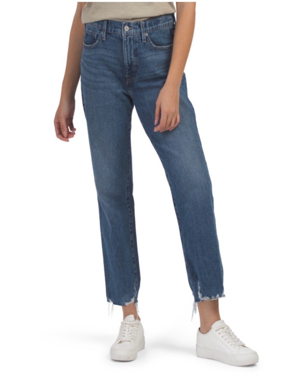Lucky Brand Zoe High Rise Straight Leg Jeans Raw Hem Medium Wash Stretch Size 32